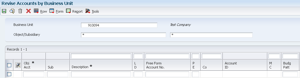 Revise Accts by Business Unit P0901
