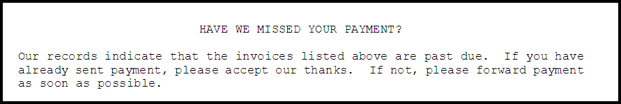 Delinquency Letter text