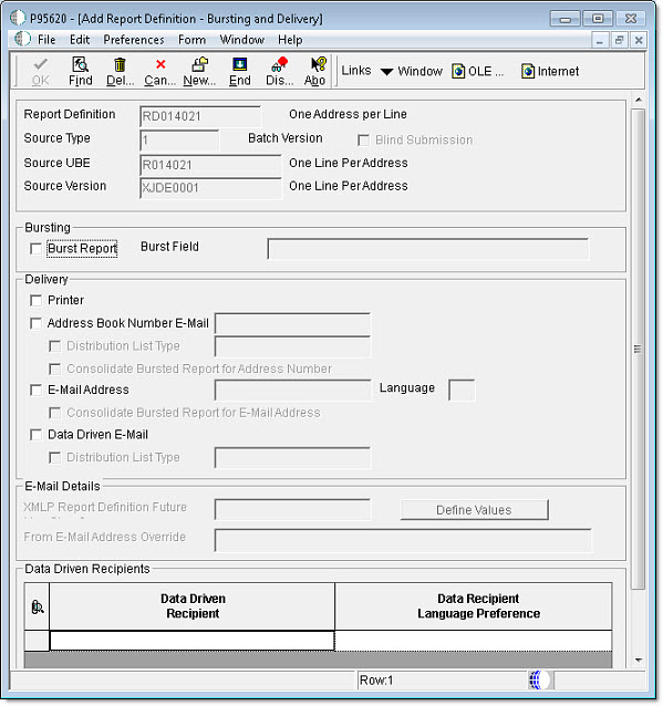 Report Definition screen 3