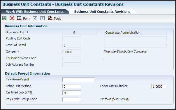 Business Unit Constants Revisions Form