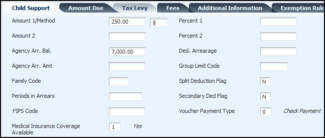 Child Support Tab