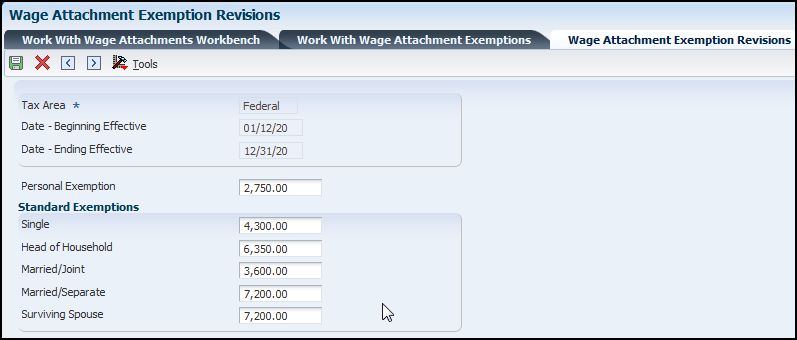 WA Exemption Table Revisions