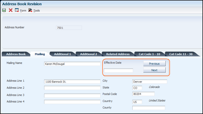 Mailing Address Effective Date