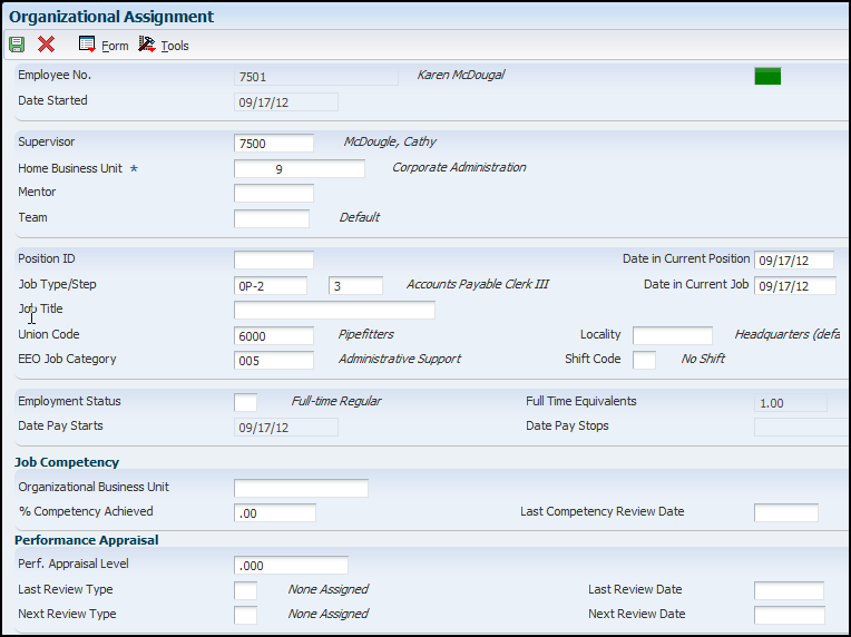 Employee Information - Organization Assignment
