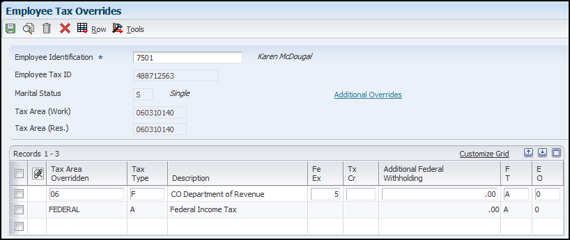 Employee Tax Overrides