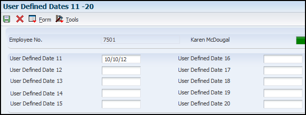 User Defined Dates 11-20