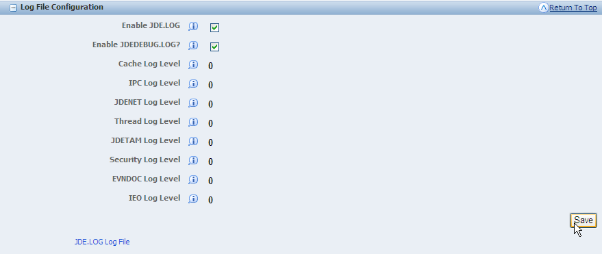 Turn On JDEDEBUG