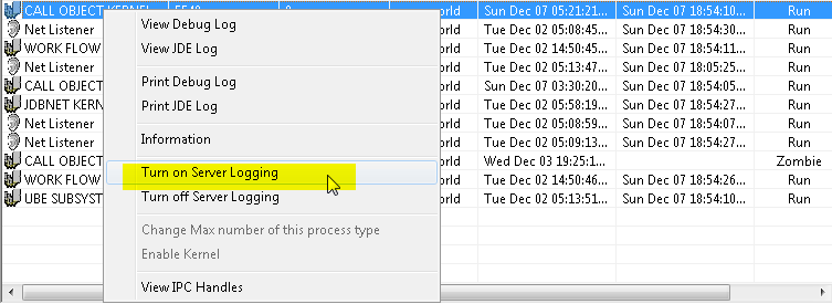 Turn on Server Logging