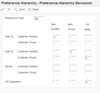 Preference Hierarchu Setup Screen