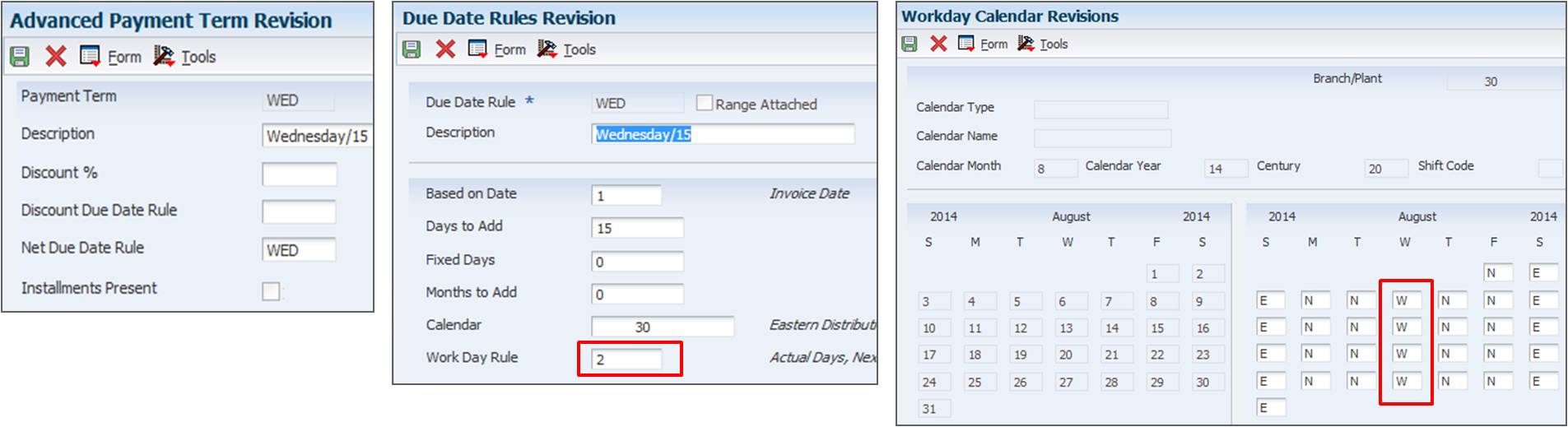 Calendar: Payments Due on a Specific Day of the Week