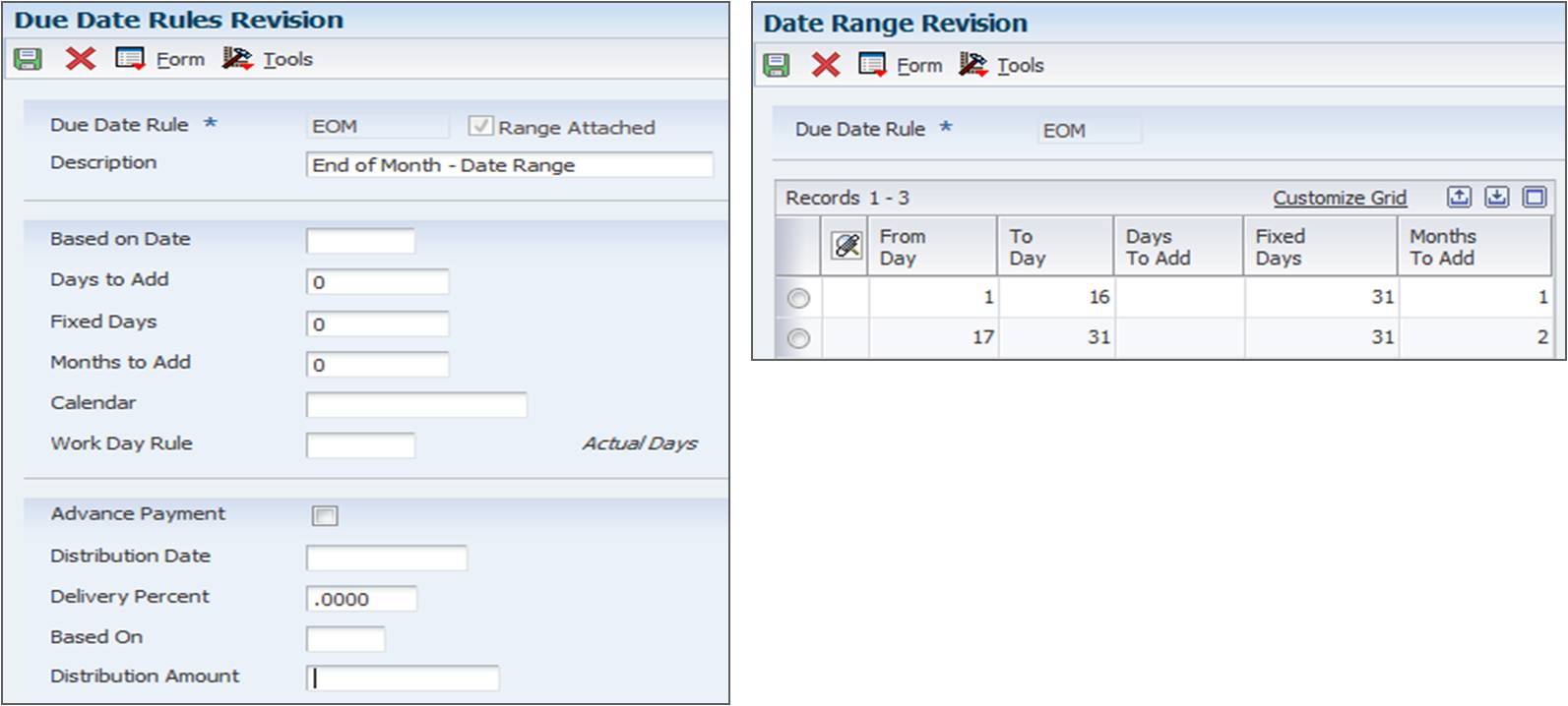 Date Range: Payments Due Last Day of the Month, 45 Days After the Invoice Date