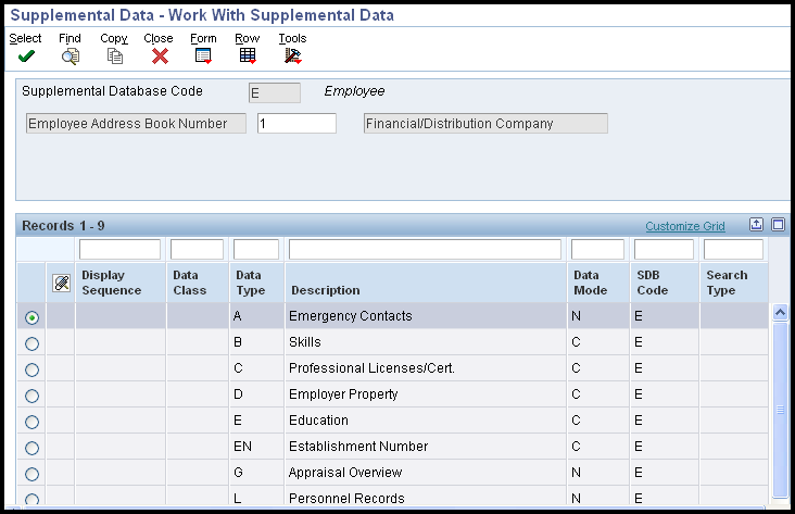 work with supplemental data entry