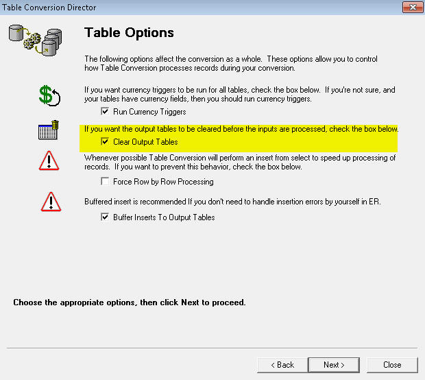 Set Clear Output Option