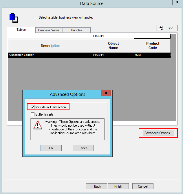Include Table I/O statements in current transaction